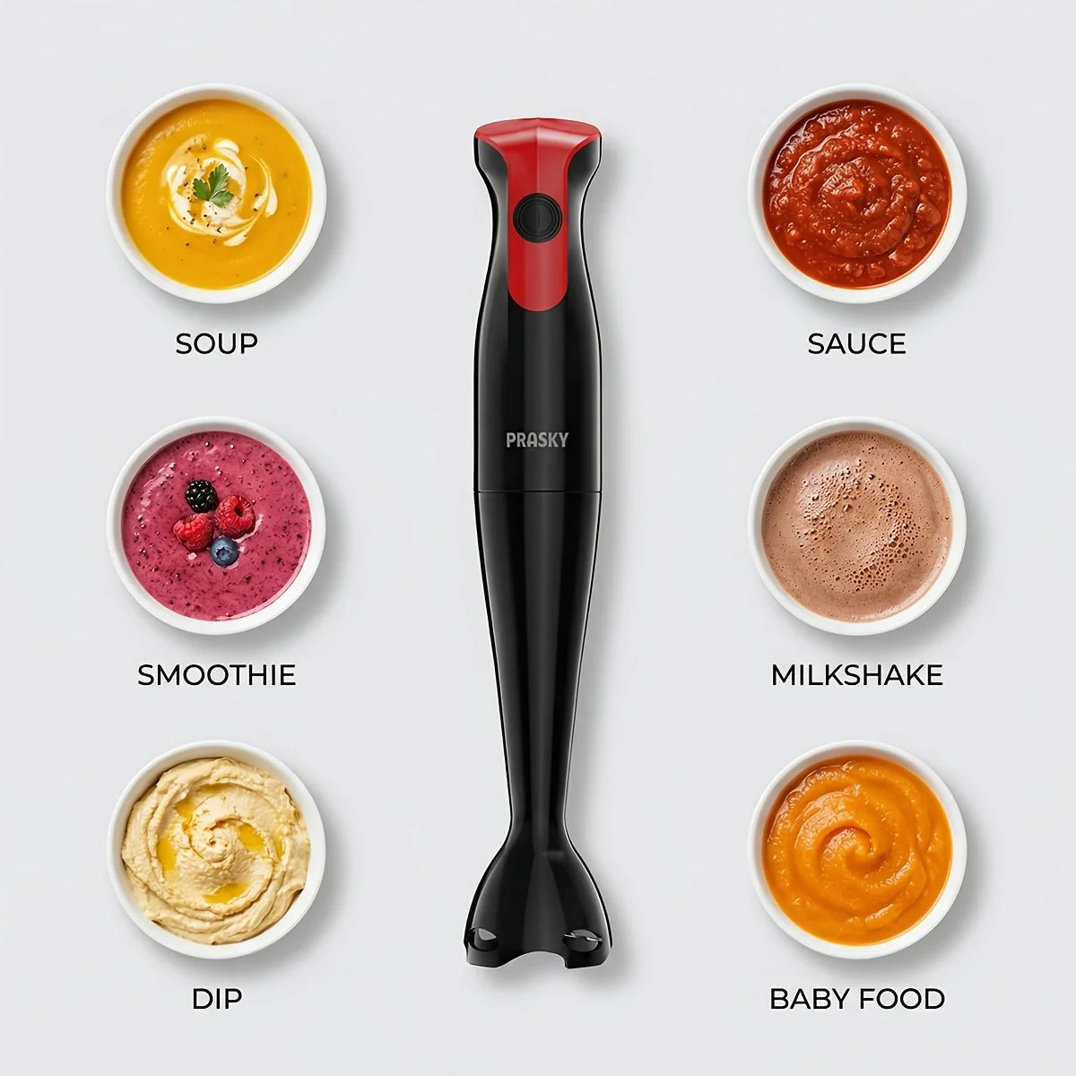 Prasky Immersion Hand Blender For Smooth Soups And Purees