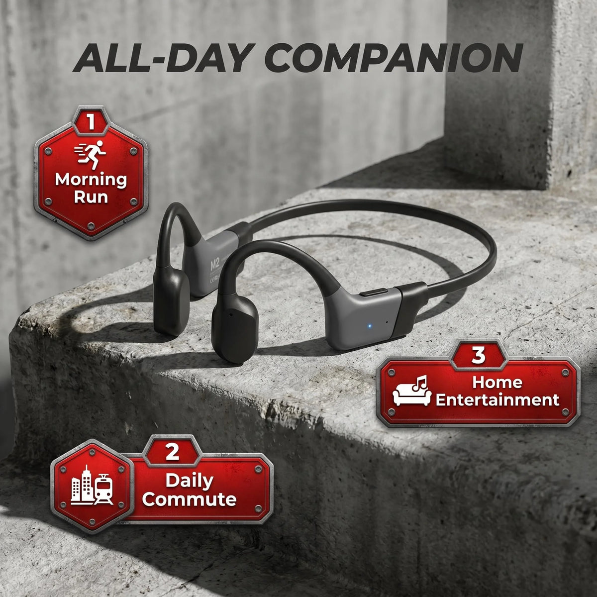 Open Ear Bone Conduction Wireless Bluetooth Headphones With ENC Mic