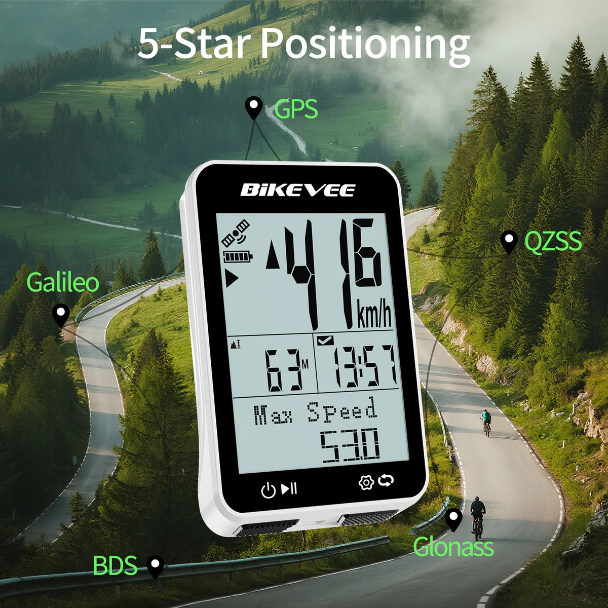 Bikevee Wireless GPS Bike Computer With Speedometer and Odometer