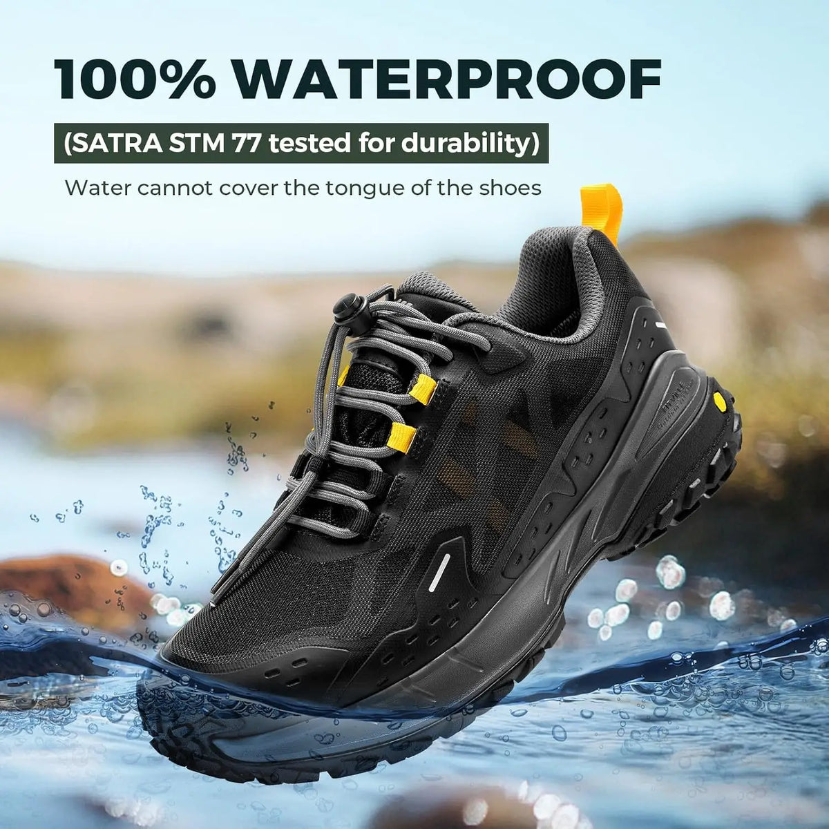 FitVille Men's Wide Waterproof Hiking Shoes With Quick Lace