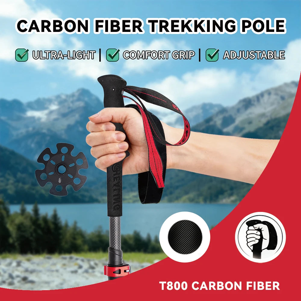 OKHEALING Ultralight Carbon Fiber Folding Trekking Poles