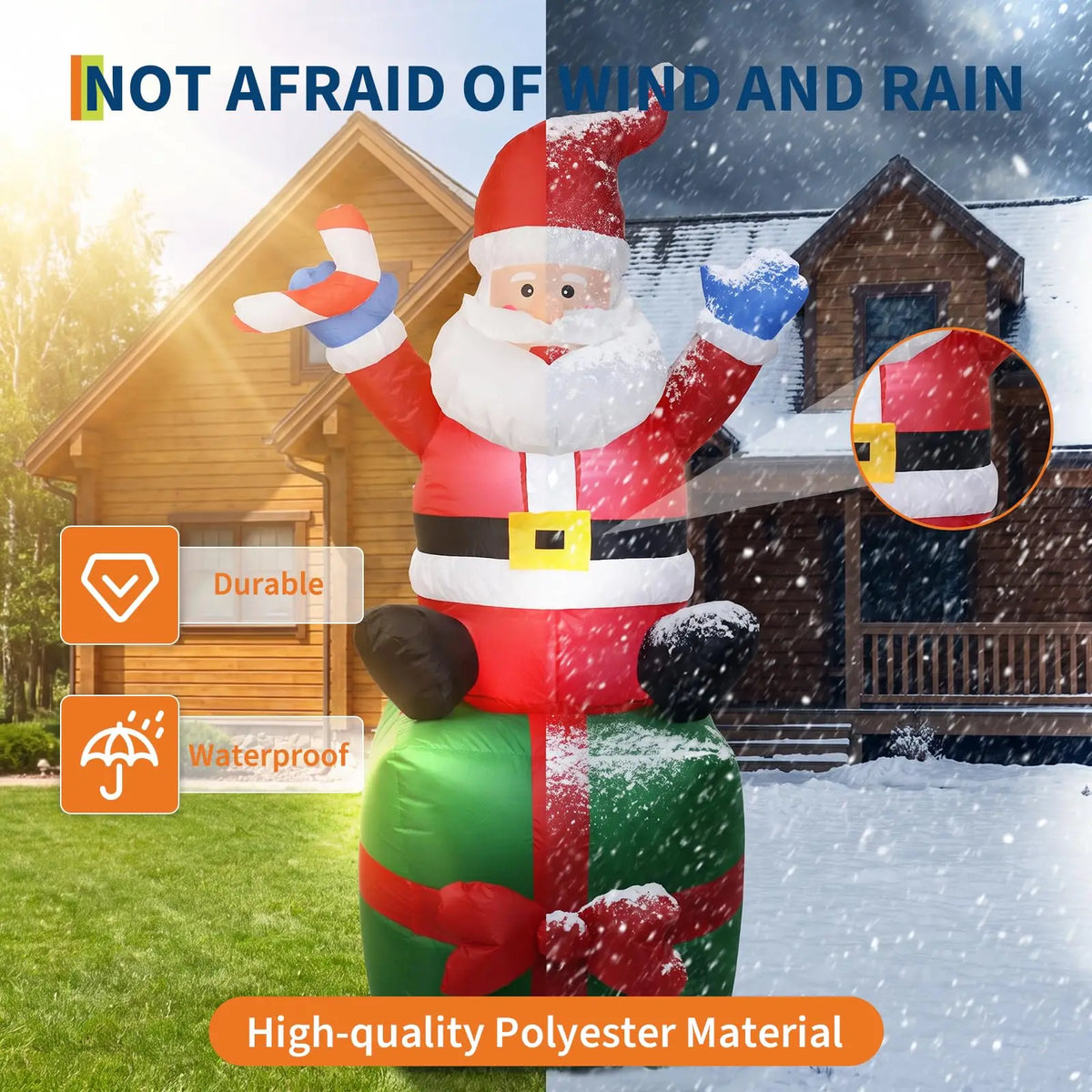 Christmas Inflatable Santa Claus On Gift Box Outdoor Yard Decor