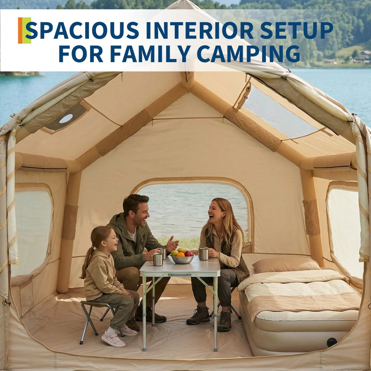 HiMISS Inflatable Camping Tent With Skylight And Canopy