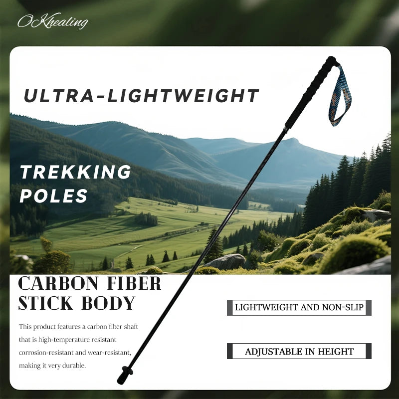 OKHEALING Carbon Fiber Collapsible Hiking Trekking Poles