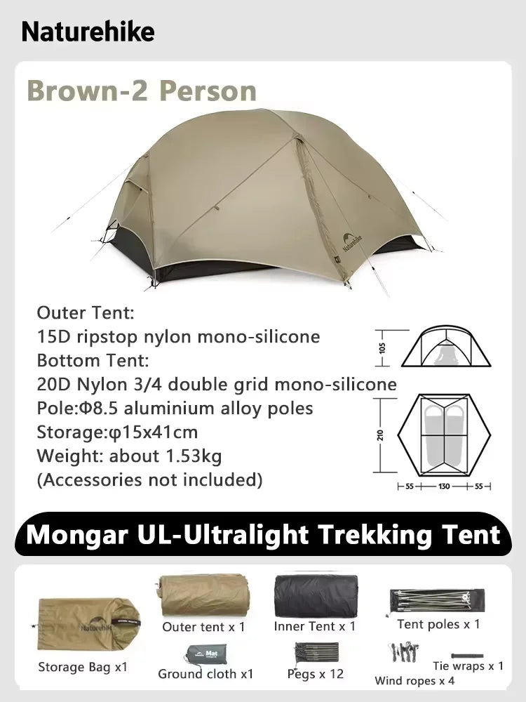 Naturehike Mongar Ultralight Waterproof Backpacking Tent and Shelter