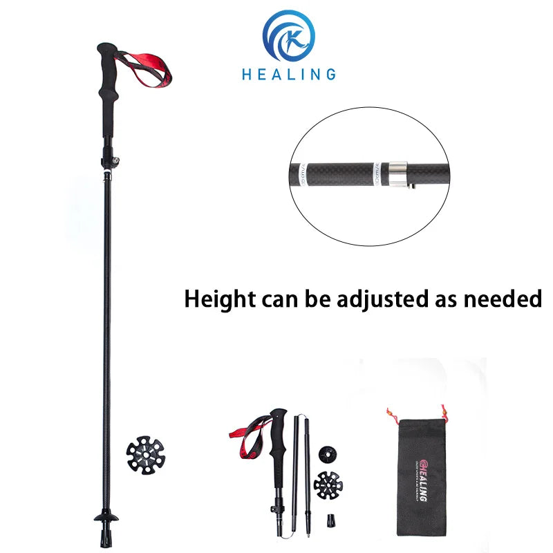 OKHEALING Carbon Fiber Foldable Trekking Poles for Hiking