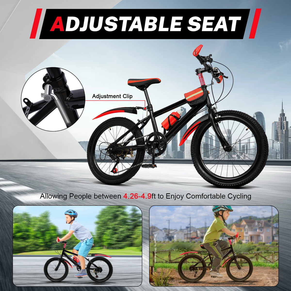 Folding Kids Mountain Bike With 7 Speed Dual Disc Brakes