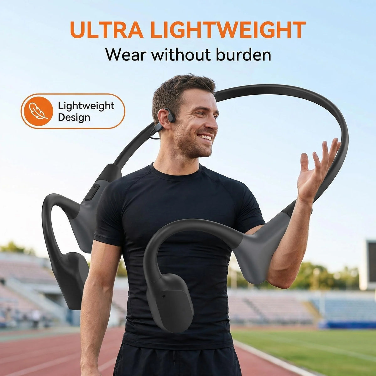 Open Ear Bone Conduction Wireless Bluetooth Headphones With ENC Mic