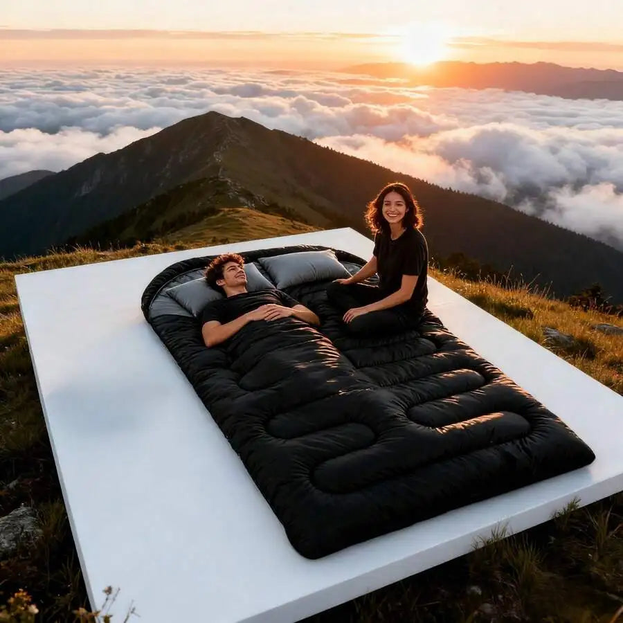 Double Adult Sleeping Bag With Pillow For Camping