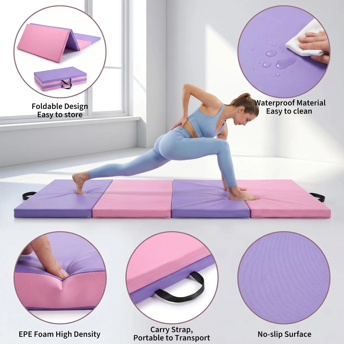 HiMISS Folding Gymnastics Mat For Home Workouts And Training