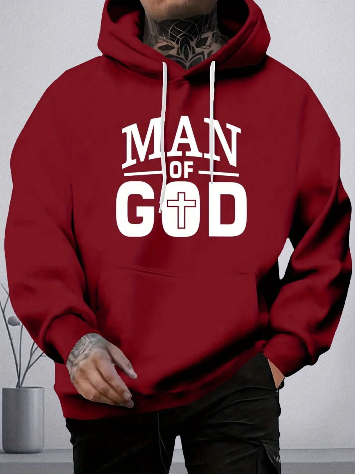 Men's Printed Pullover Hoodie With Kangaroo Pocket