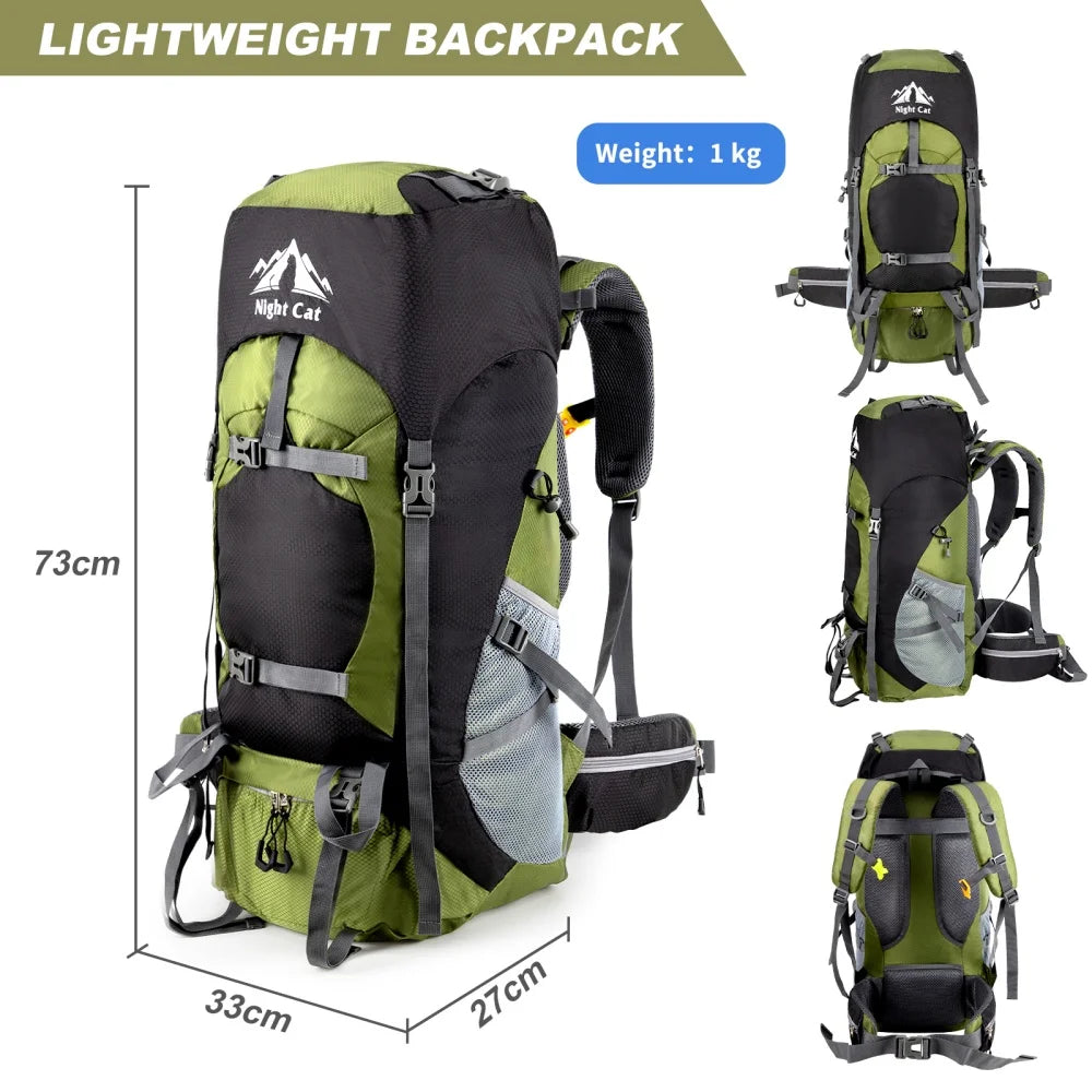 Night Cat Hiking Backpack With Rain Cover Waterproof