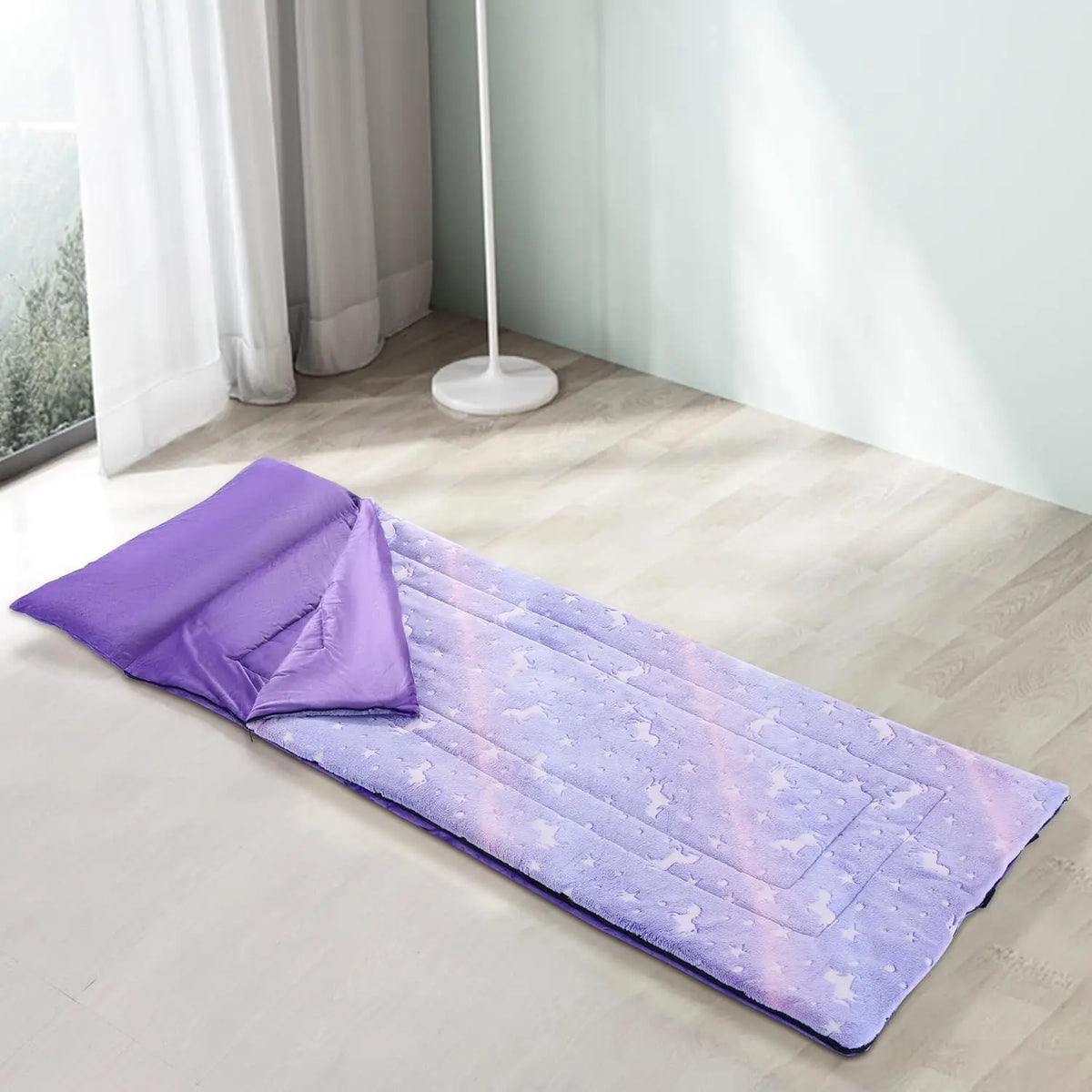 Glow In The Dark Kids Sleeping Bag With Pillow And Blanket
