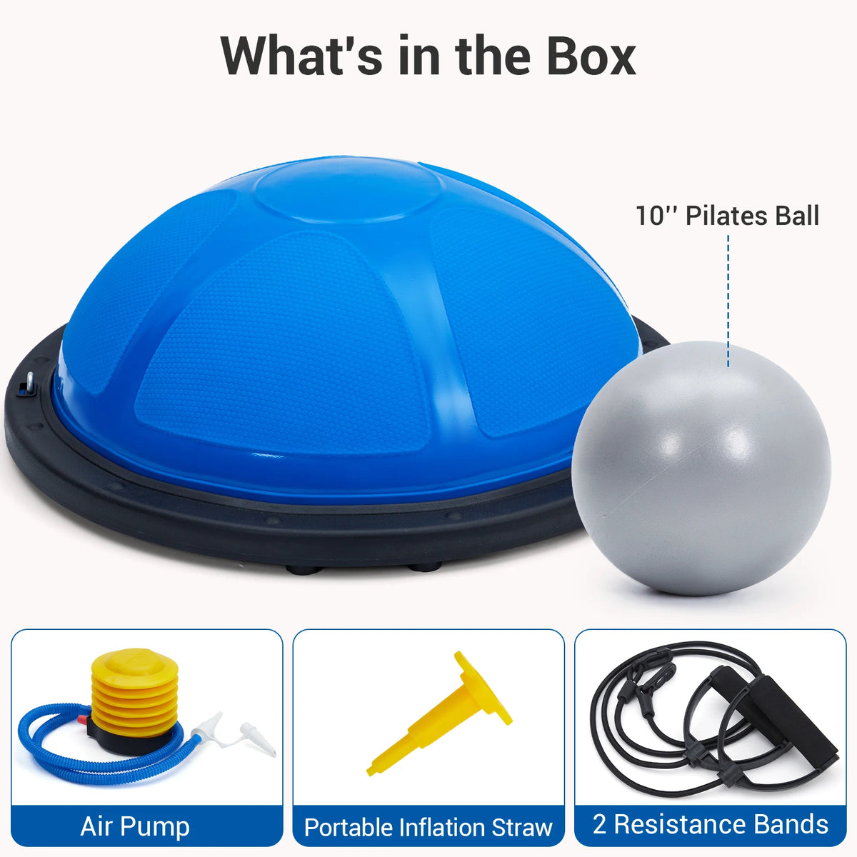 Half Exercise Ball Trainer With Resistance Bands For Core Workouts