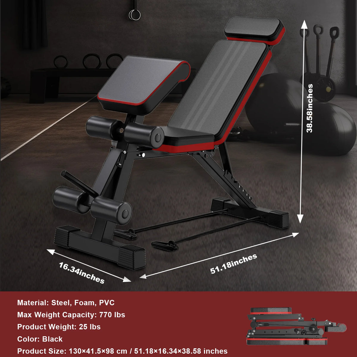 Adjustable Folding Weight Bench for Full Body Strength Training
