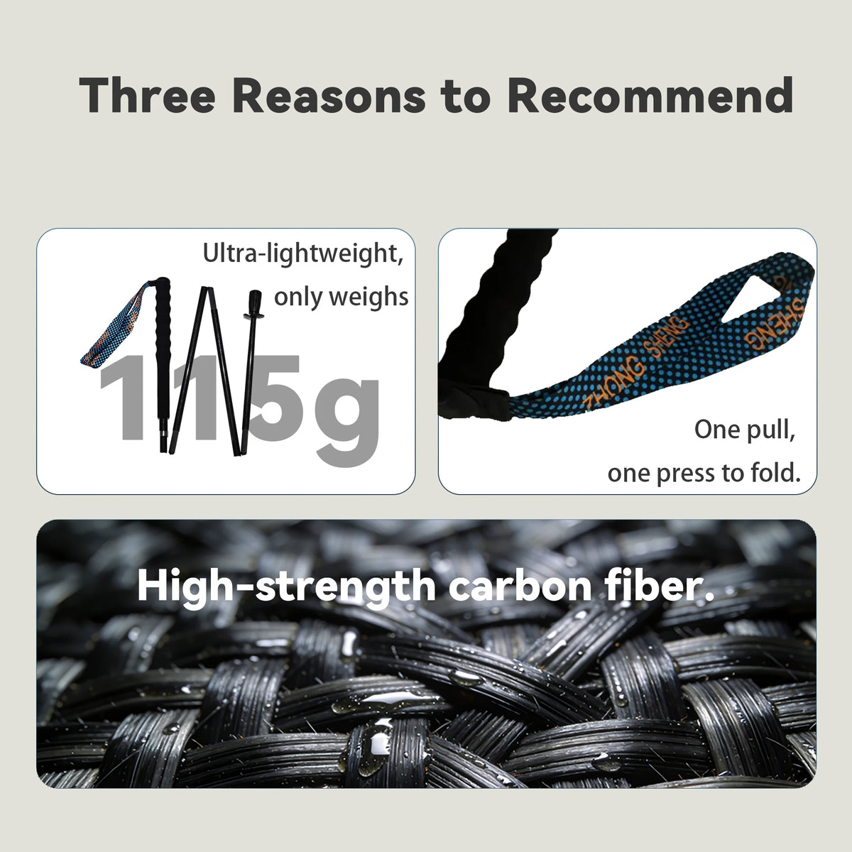 OKHEALING Carbon Fiber Folding Trekking Poles