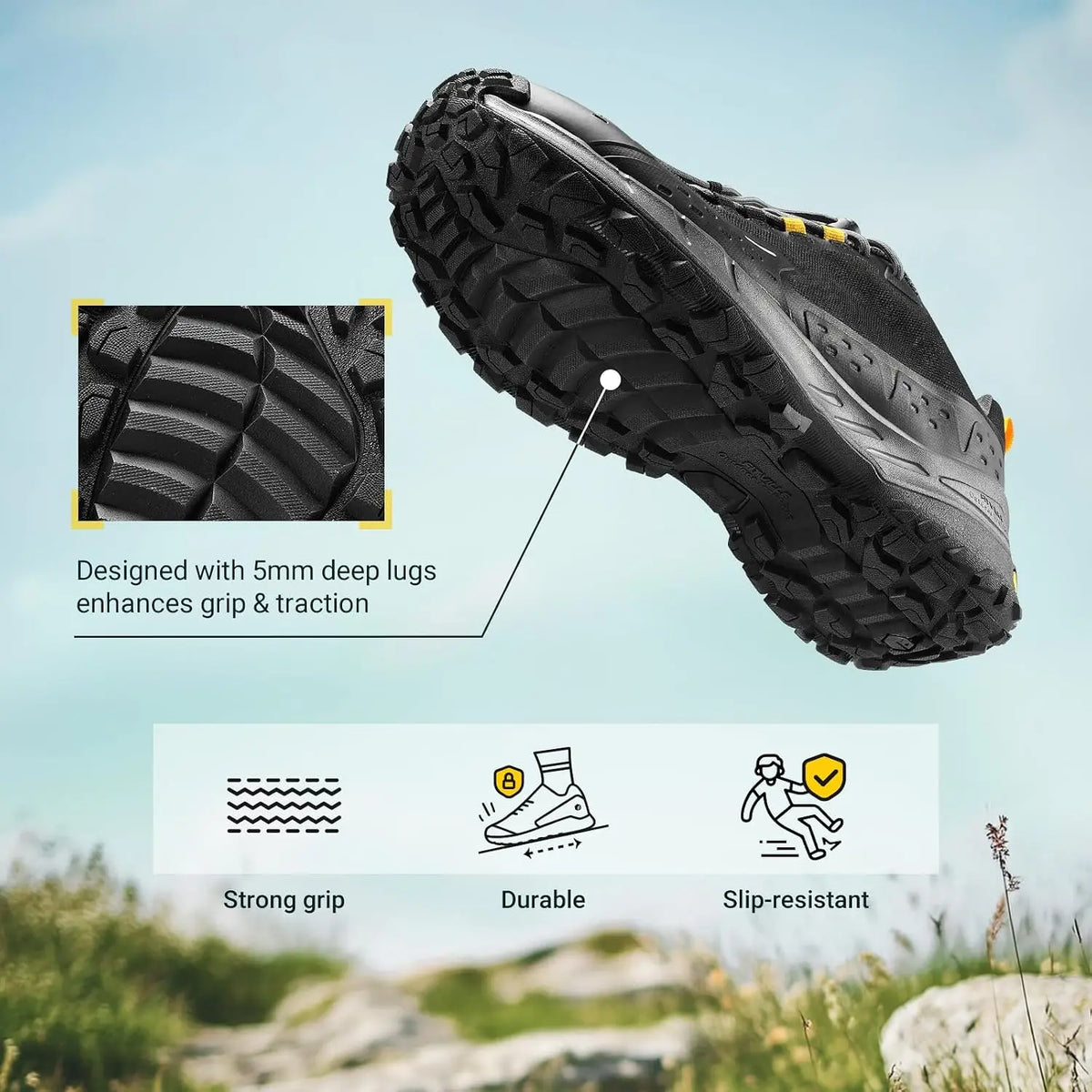 FitVille Men's Wide Waterproof Hiking Shoes With Quick Lace