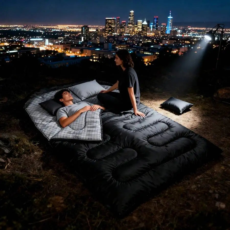 Double Adult Sleeping Bag With Pillow For Camping