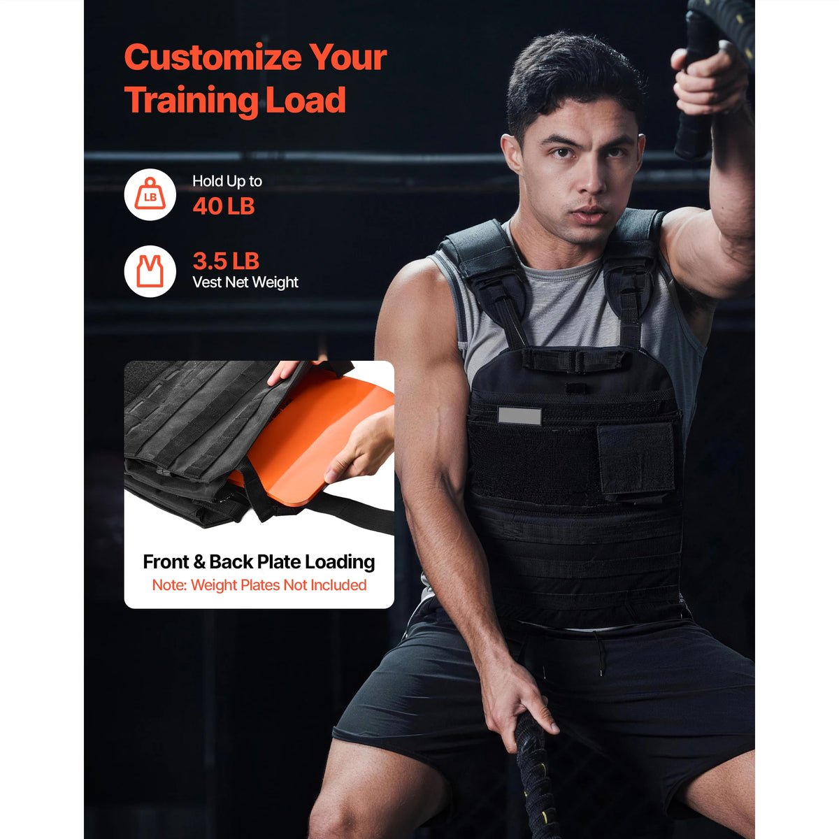 SucceBuy Weighted Vest With Shoulder Pads And Reflective Stripes