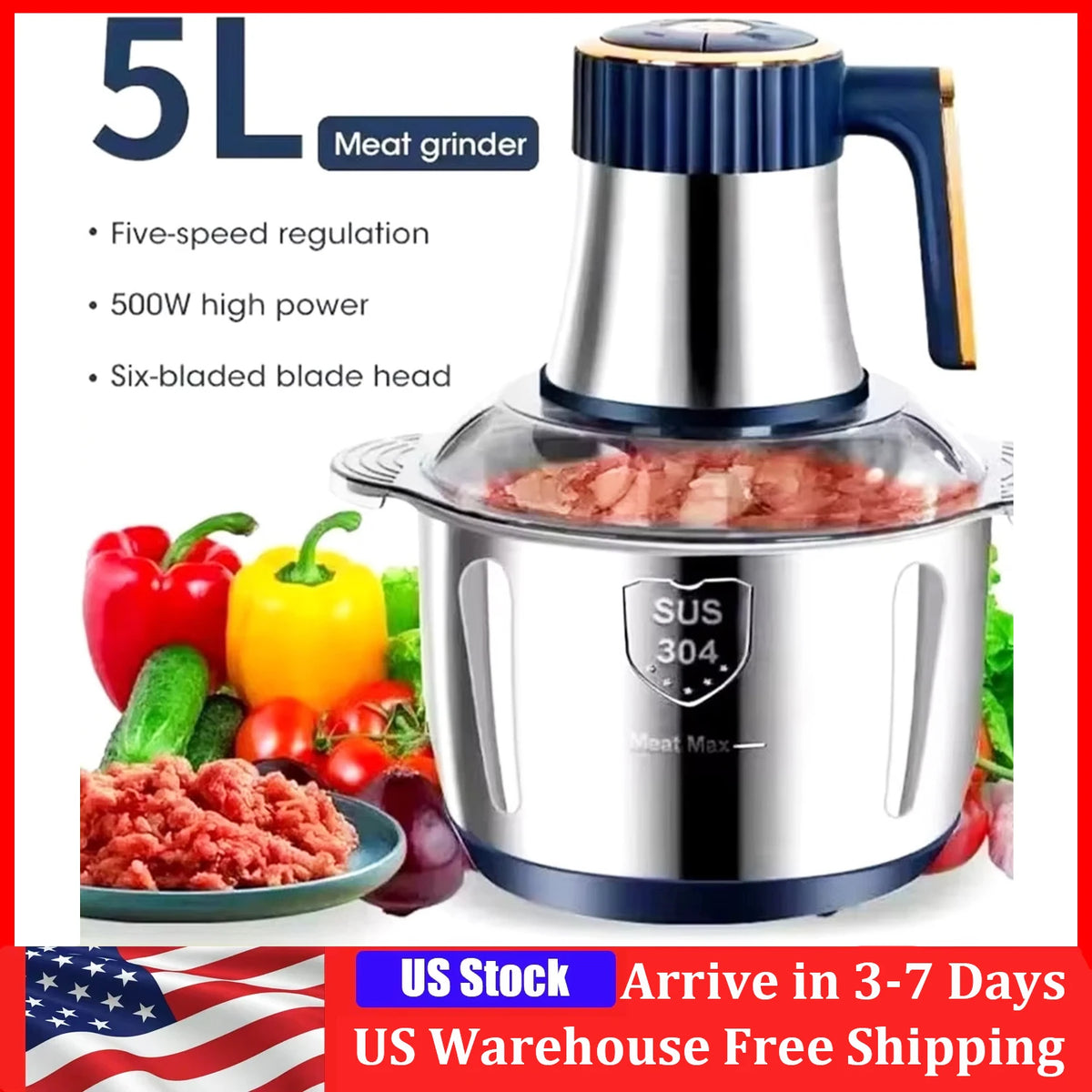 Electric Meat Grinder And Vegetable Chopper Food Processor