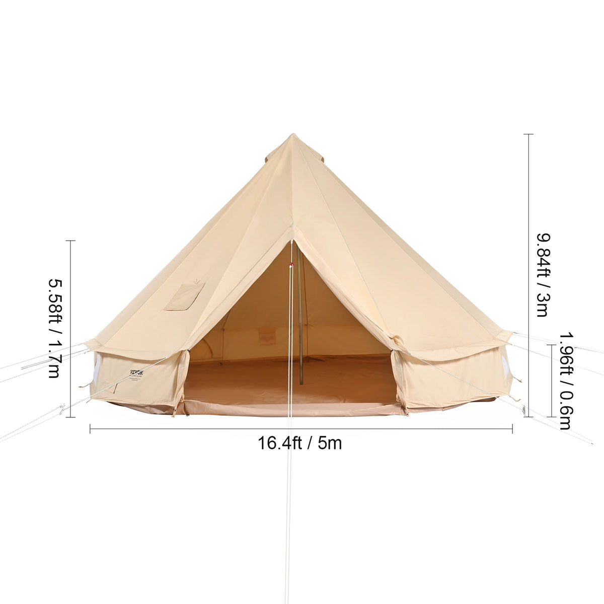 SucceBuy Canvas Bell Tent With Stove Opening For Camping