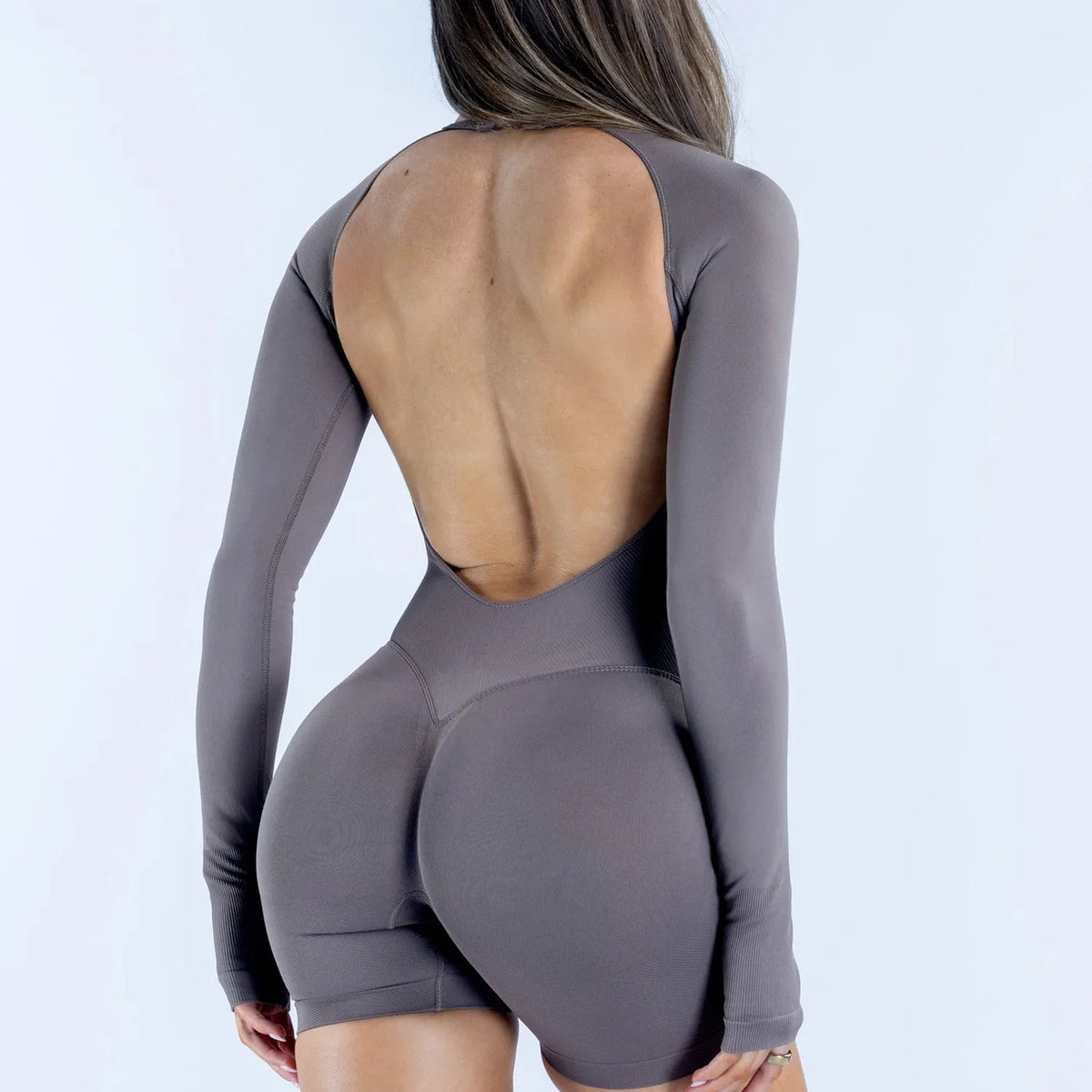 NCLAGEN Women's Seamless Long Sleeve Yoga Workout Jumpsuit