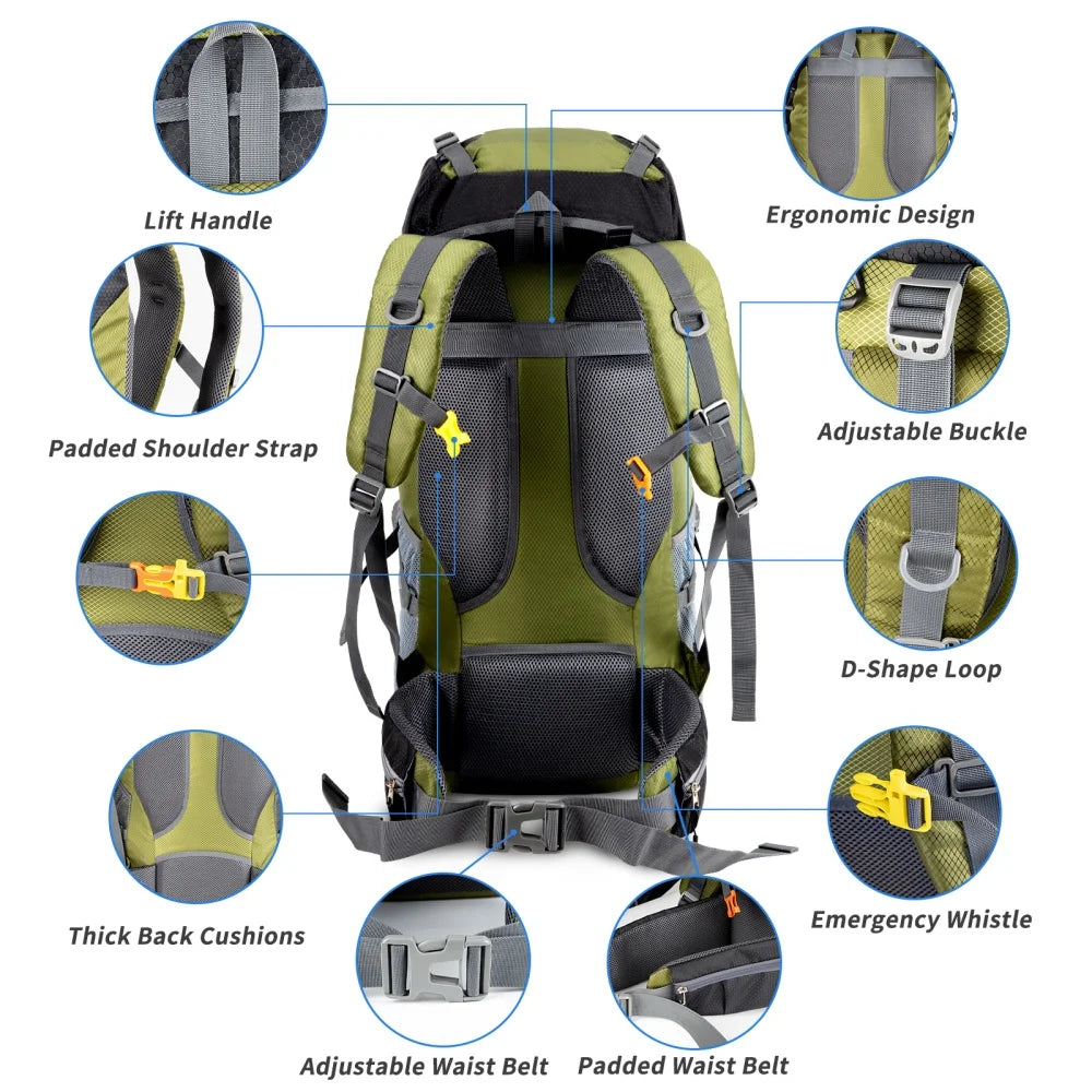 Night Cat Hiking Backpack With Rain Cover Waterproof