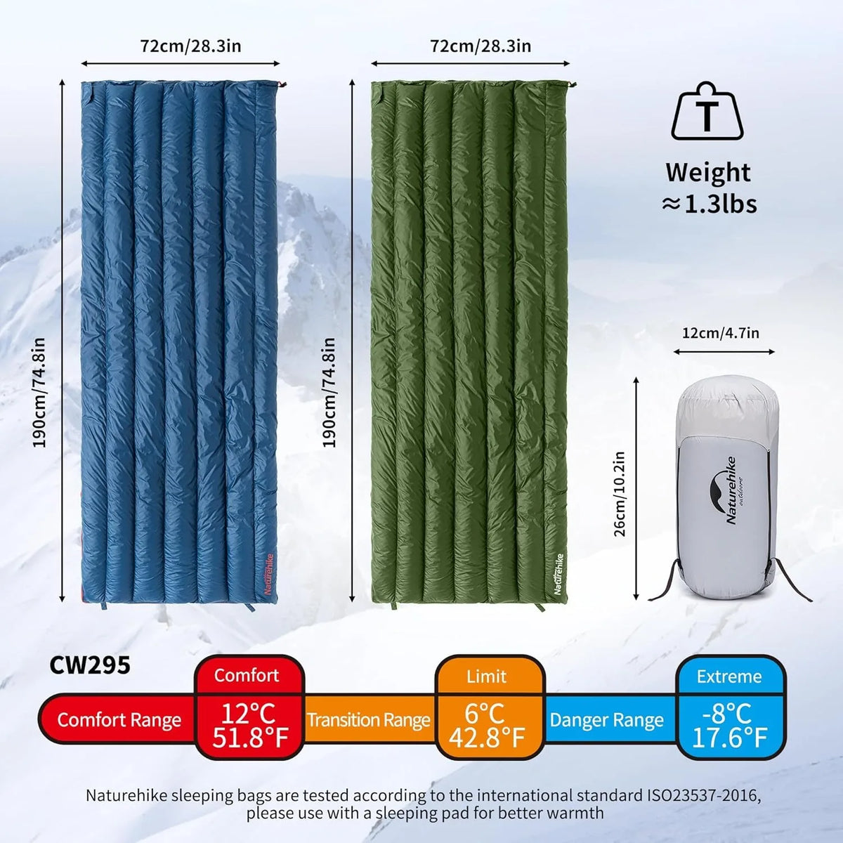 Naturehike Ultralight Duck Down Backpacking Sleeping Bag for Adults