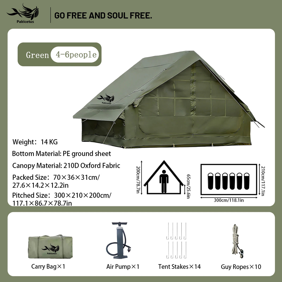 PAKICETUS Inflatable Glamping Tent For Outdoor Camping