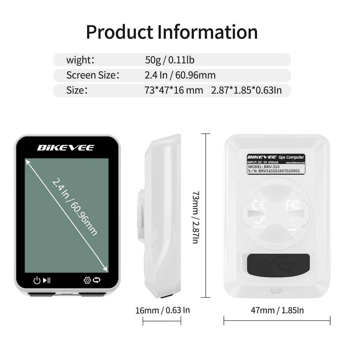 Bikevee Wireless GPS Bike Computer With Speedometer and Odometer