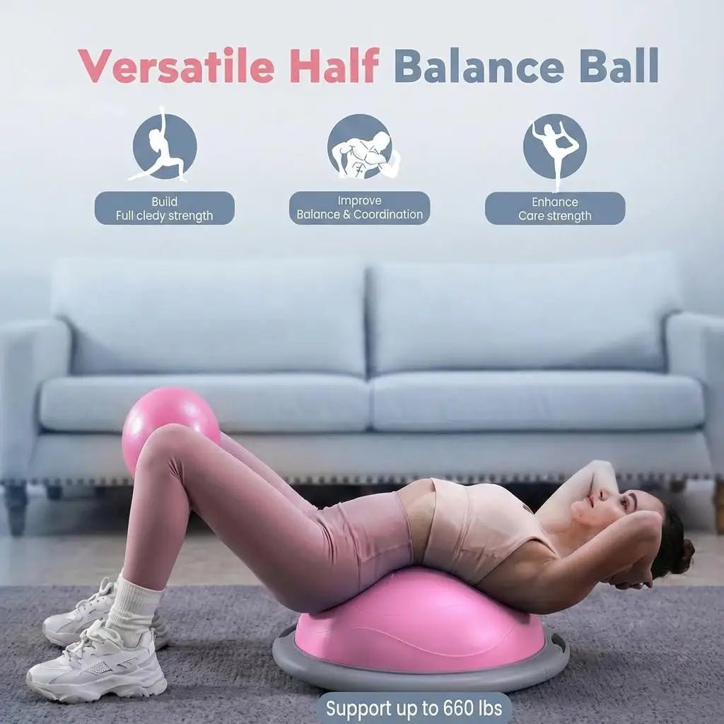 Inflatable Half Balance Ball Trainer for Fitness and Core Workouts