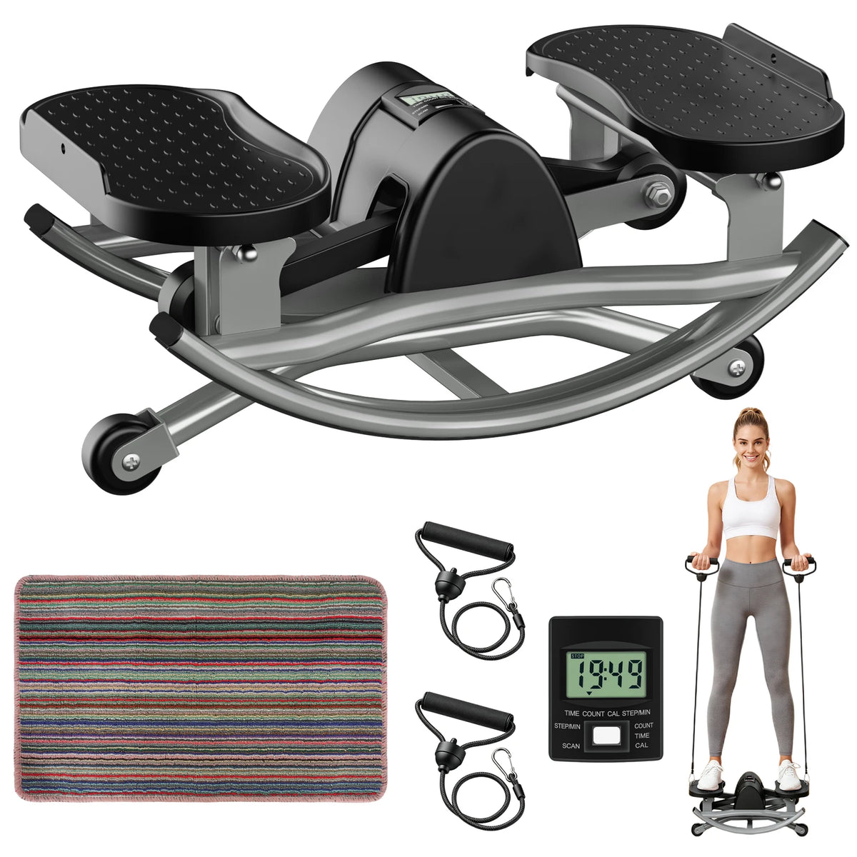Intelligent Non Slip Twist Stepper Machine With Resistance Bands