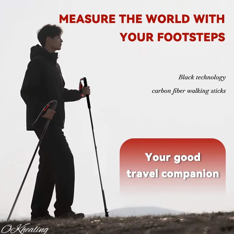 OKHEALING Carbon Fiber Folding Trekking Poles for Hiking