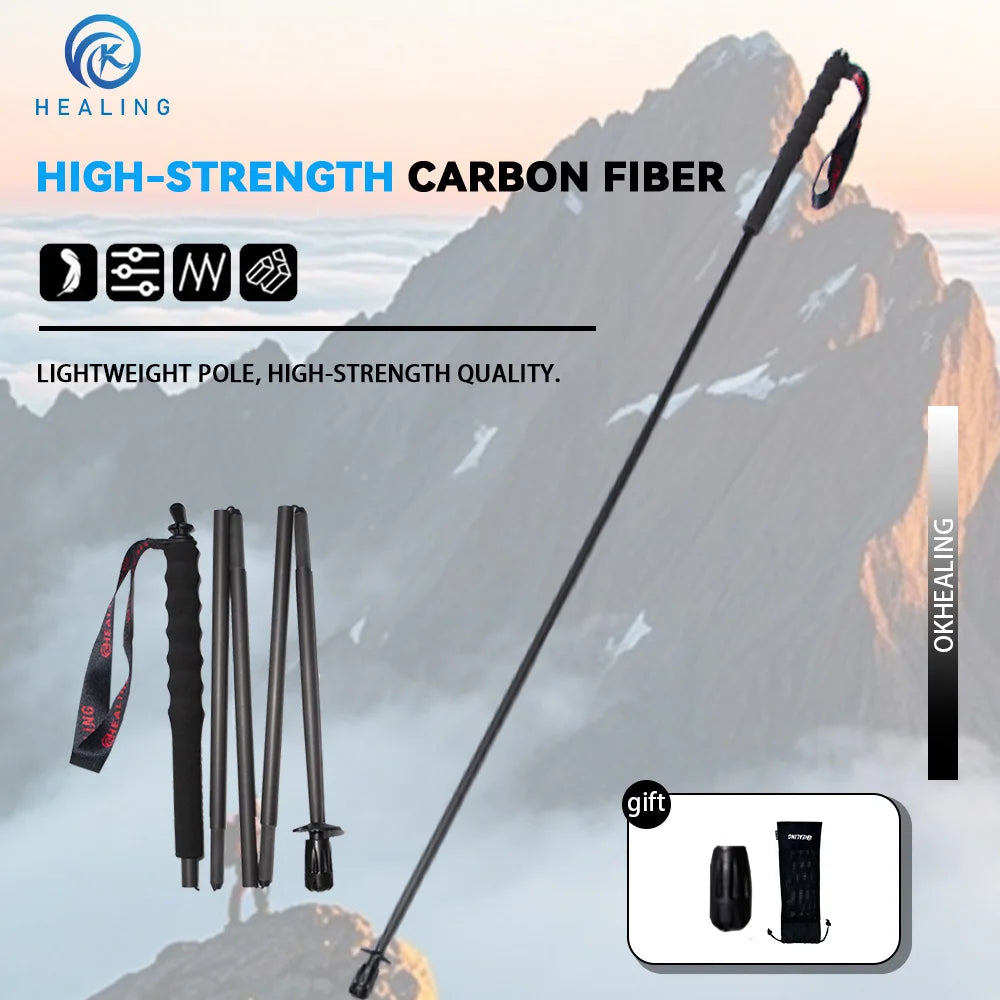 OKHEALING Carbon Fiber Folding Trekking Poles for Hiking