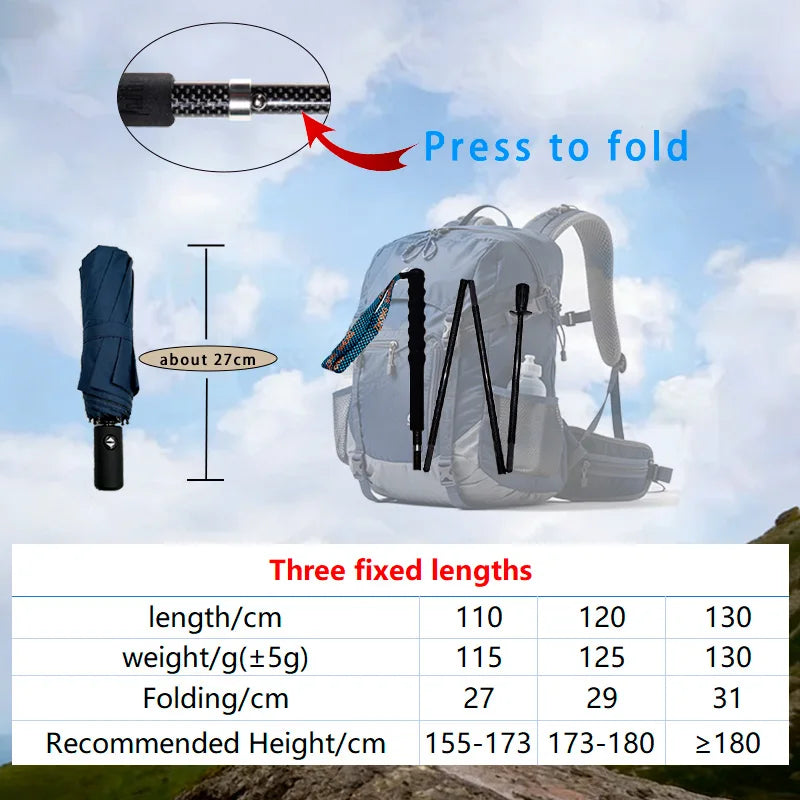 OKHEALING Carbon Fiber Folding Trekking Poles