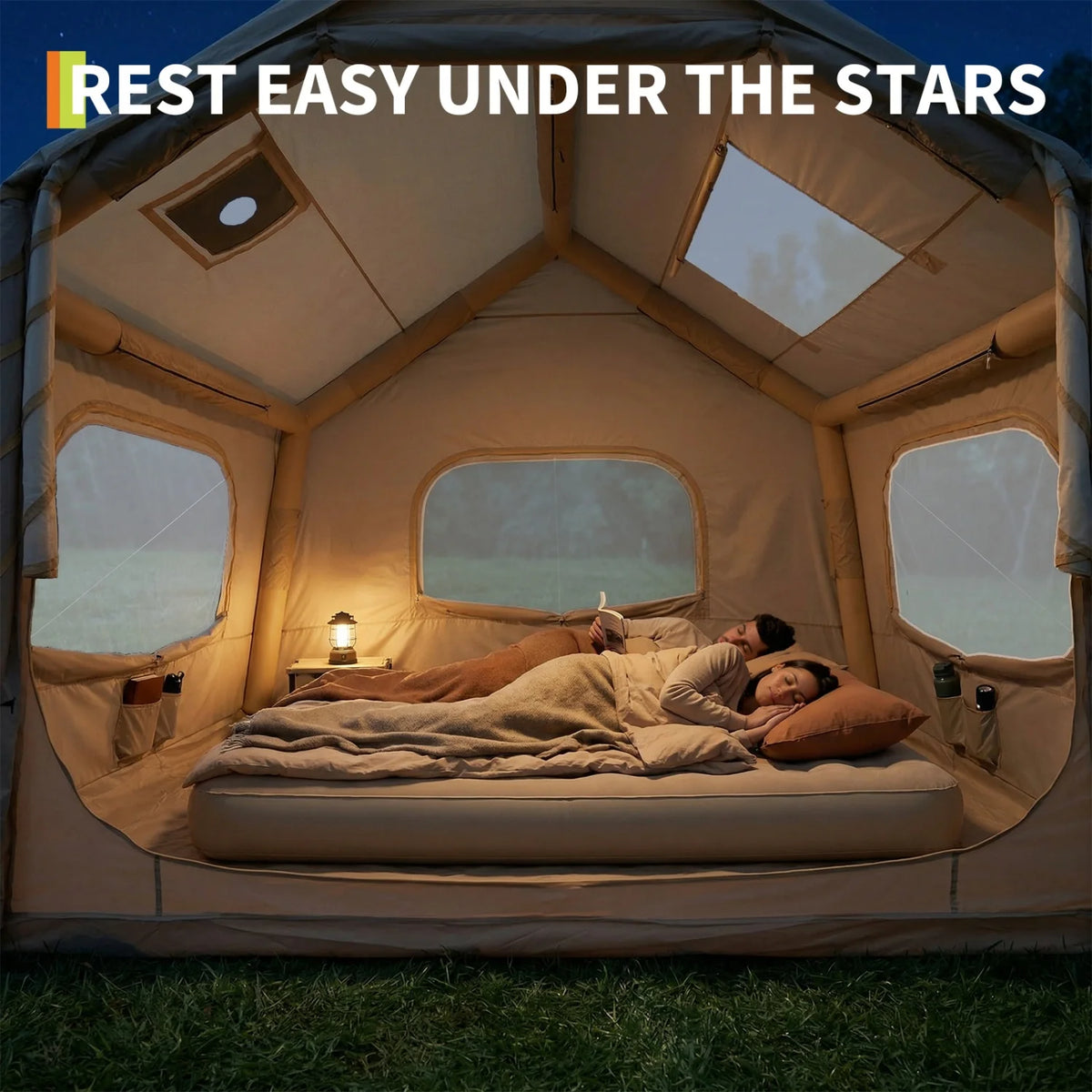 HiMISS Inflatable Camping Tent With Hand Pump, Quick Setup Shelter