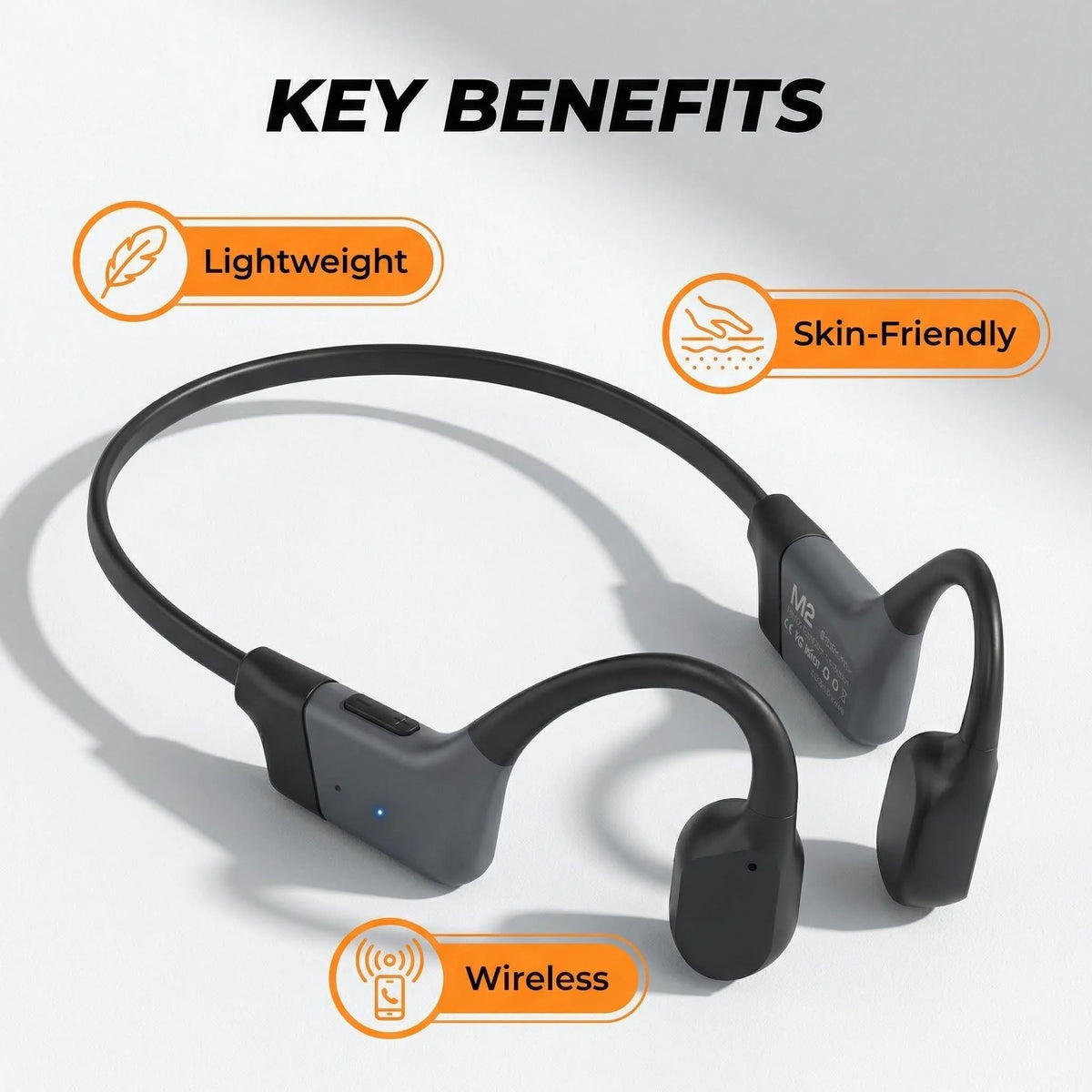 Open Ear Bone Conduction Wireless Bluetooth Headphones With ENC Mic