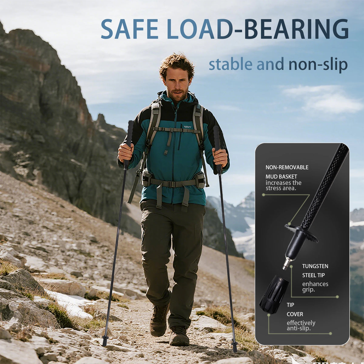 OKHEALING Carbon Fiber Folding Trekking Poles