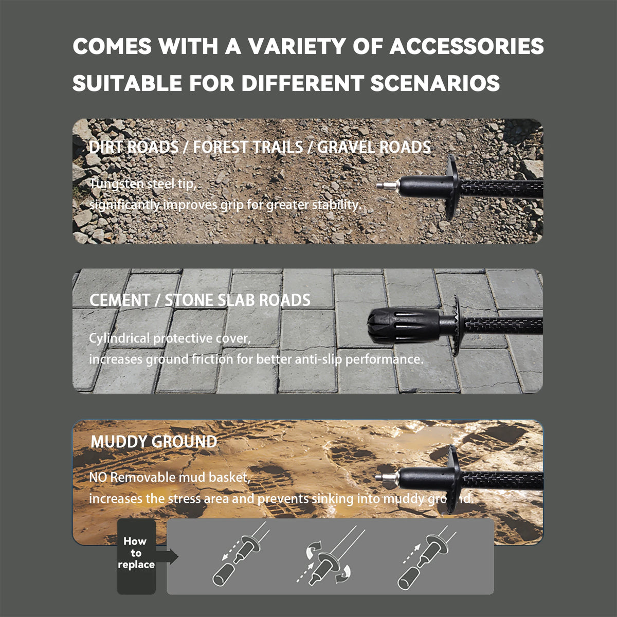 OKHEALING Carbon Fiber Folding Trekking Poles