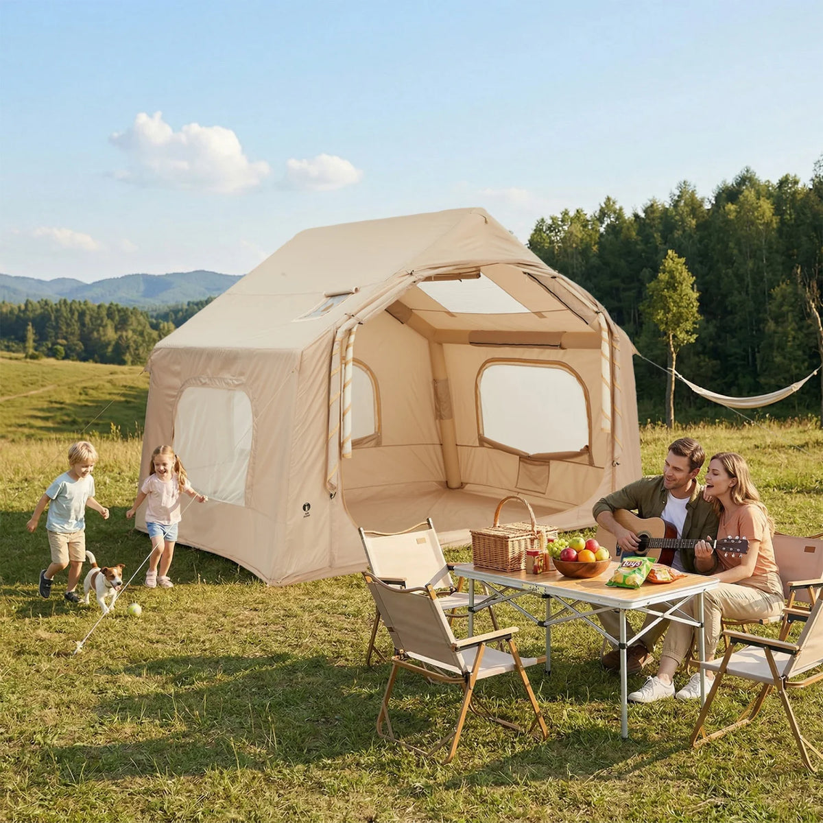 HiMISS Inflatable Camping Tent With Hand Pump, Quick Setup Shelter