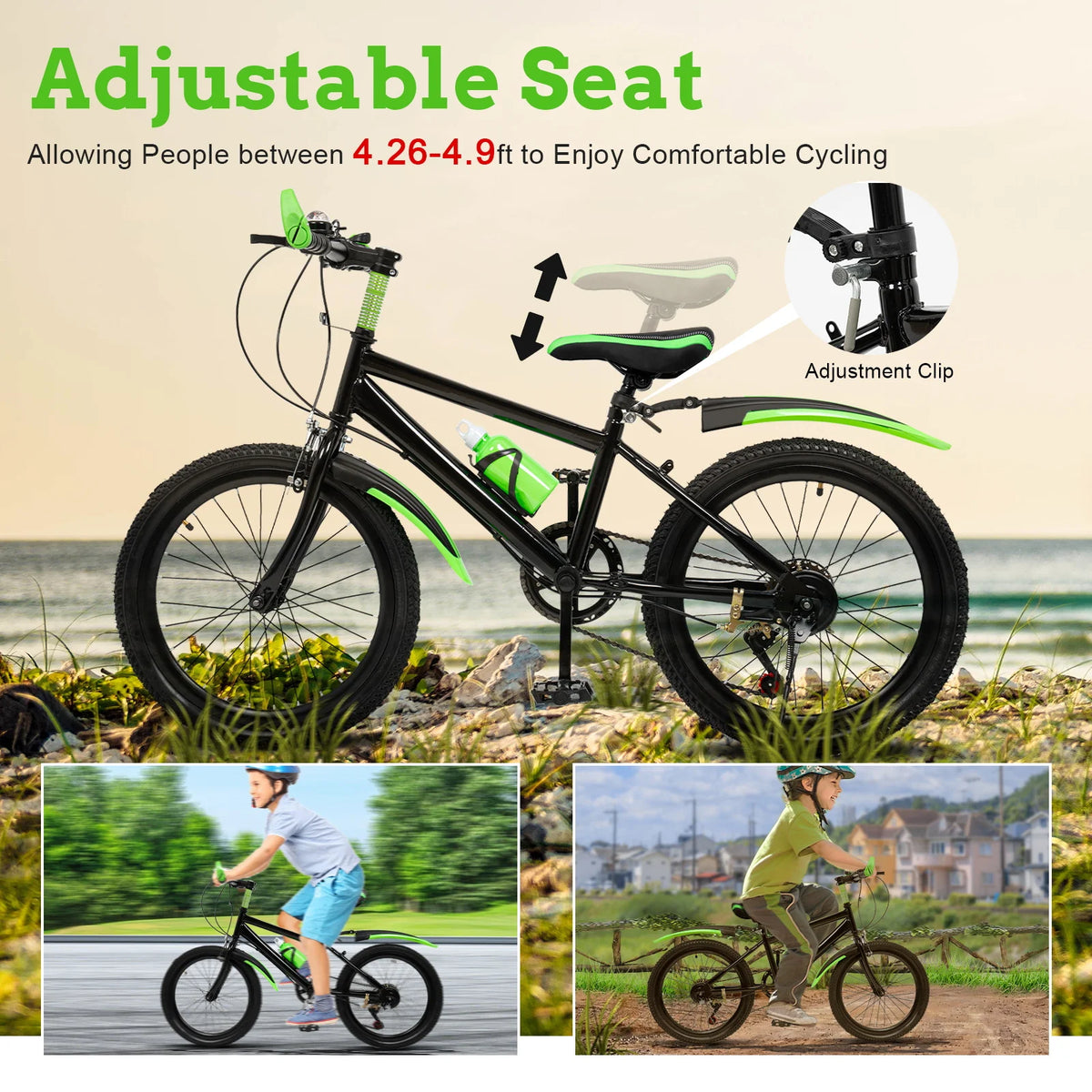 Folding Kids Mountain Bike With 7 Speed Dual Disc Brakes