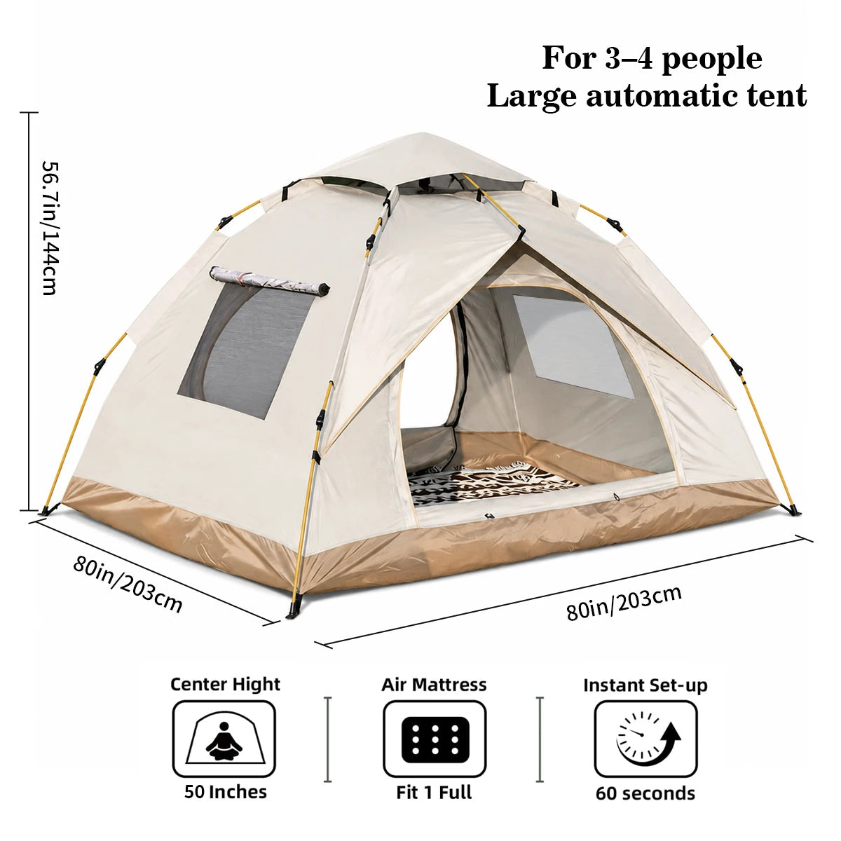 TRIBENEST Automatic Camping Tent Quick Setup Weather Resistant Shelter