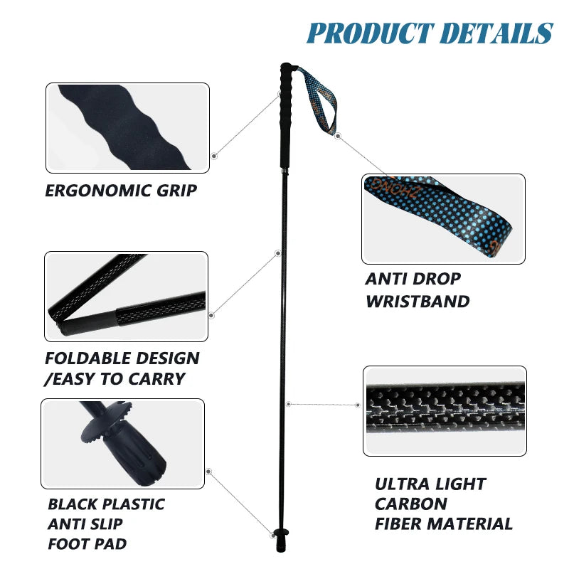 OKHEALING Carbon Fiber Collapsible Hiking Trekking Poles