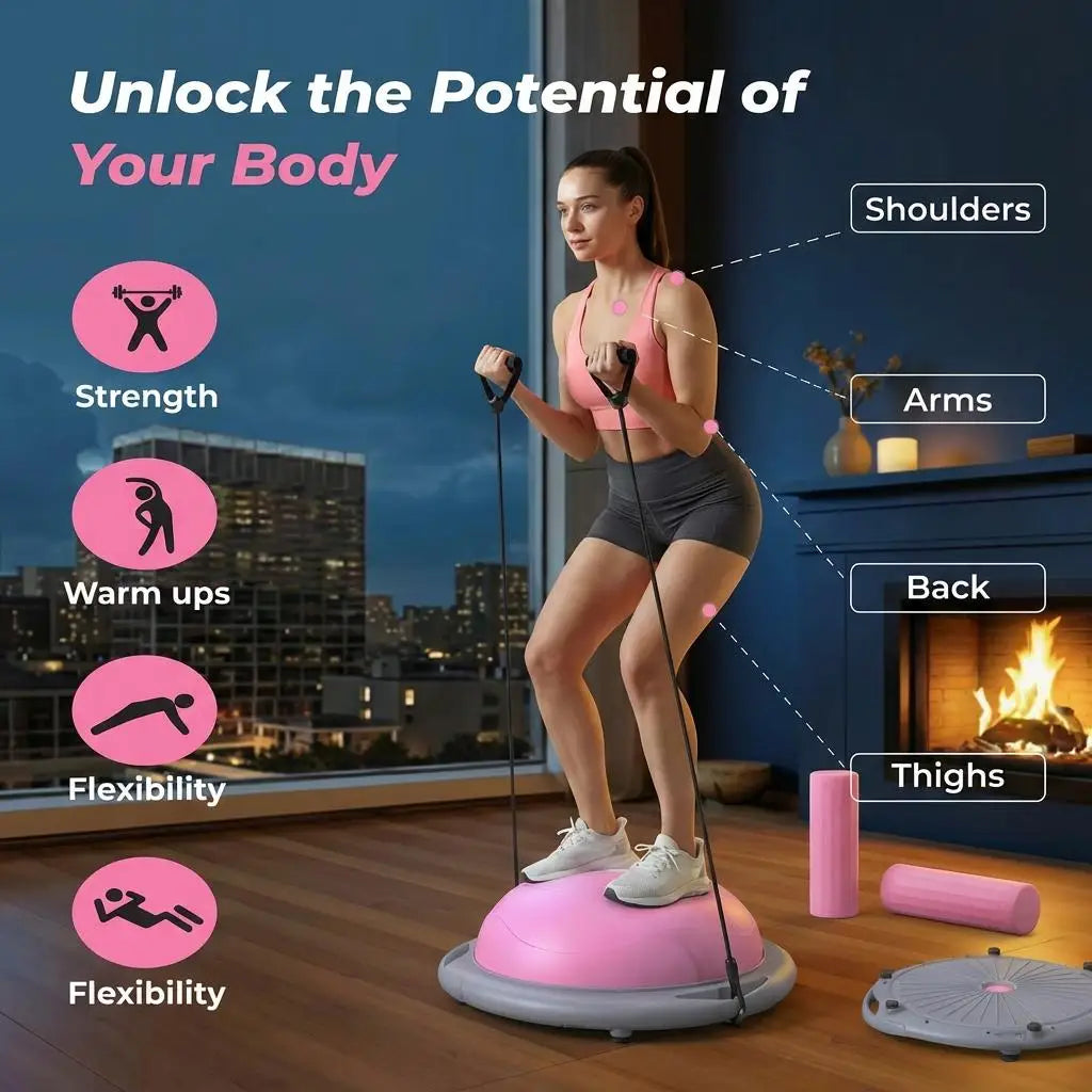 Inflatable Half Balance Ball Trainer for Fitness and Core Workouts