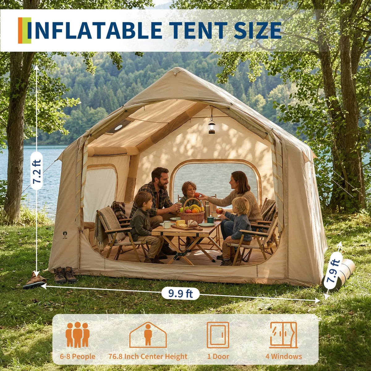 HiMISS Inflatable Camping Tent With Hand Pump, Quick Setup Shelter