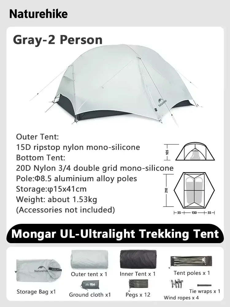 Naturehike Mongar Ultralight Waterproof Backpacking Tent and Shelter