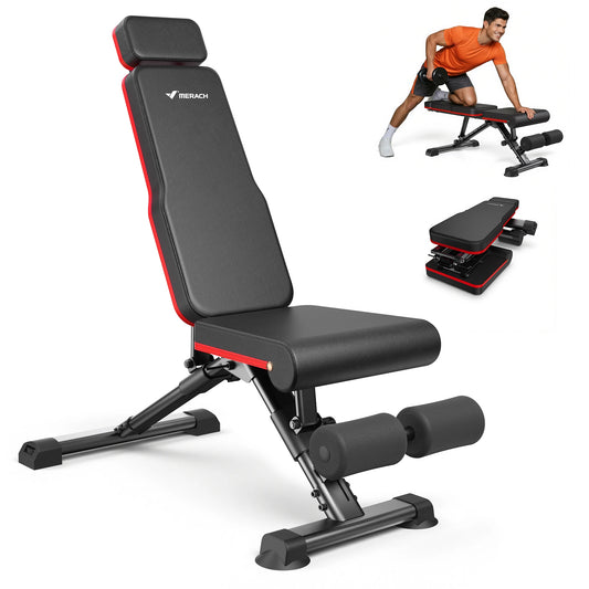 MERACH Adjustable Foldable Weight Bench for Home Strength Training