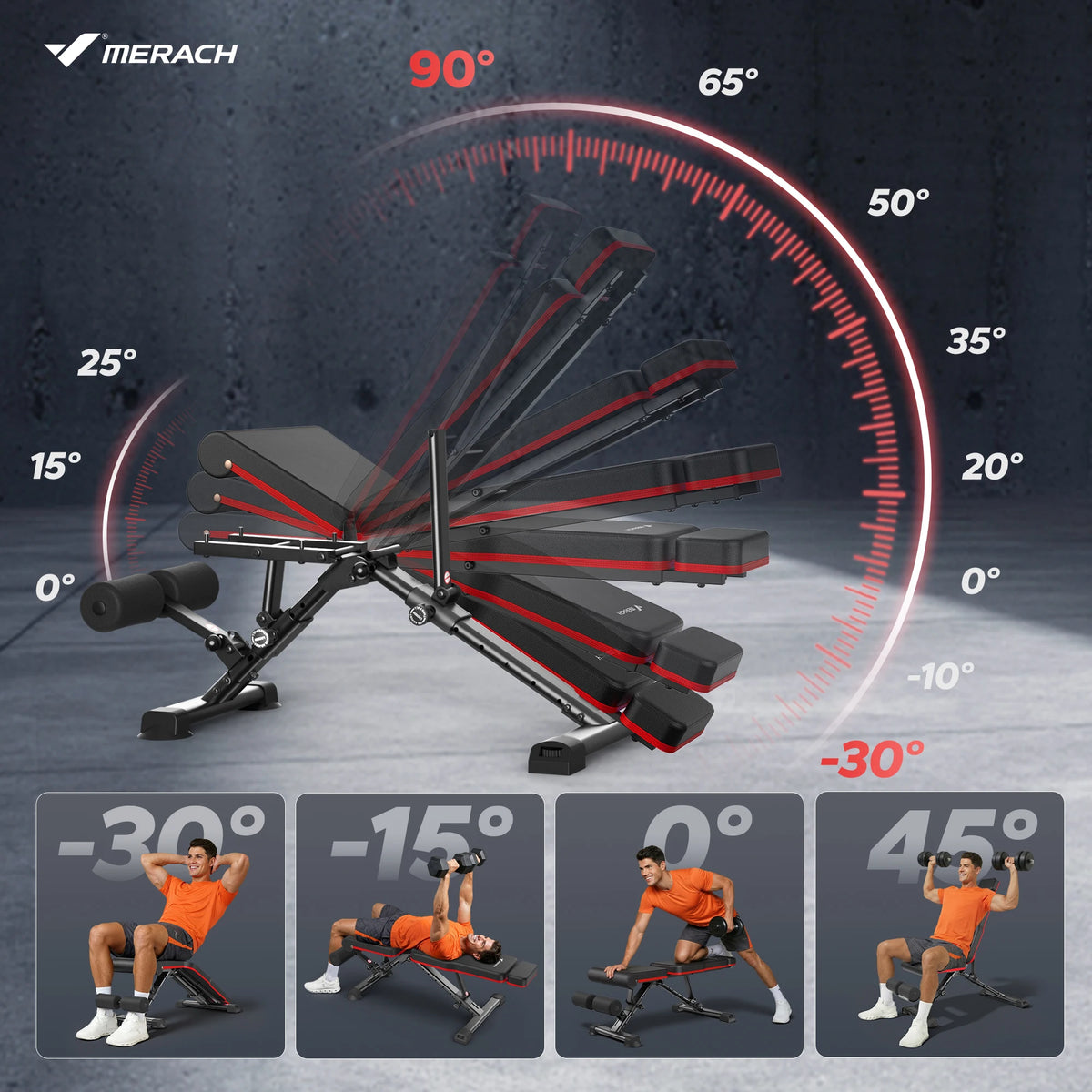 MERACH Adjustable Foldable Weight Bench for Home Strength Training