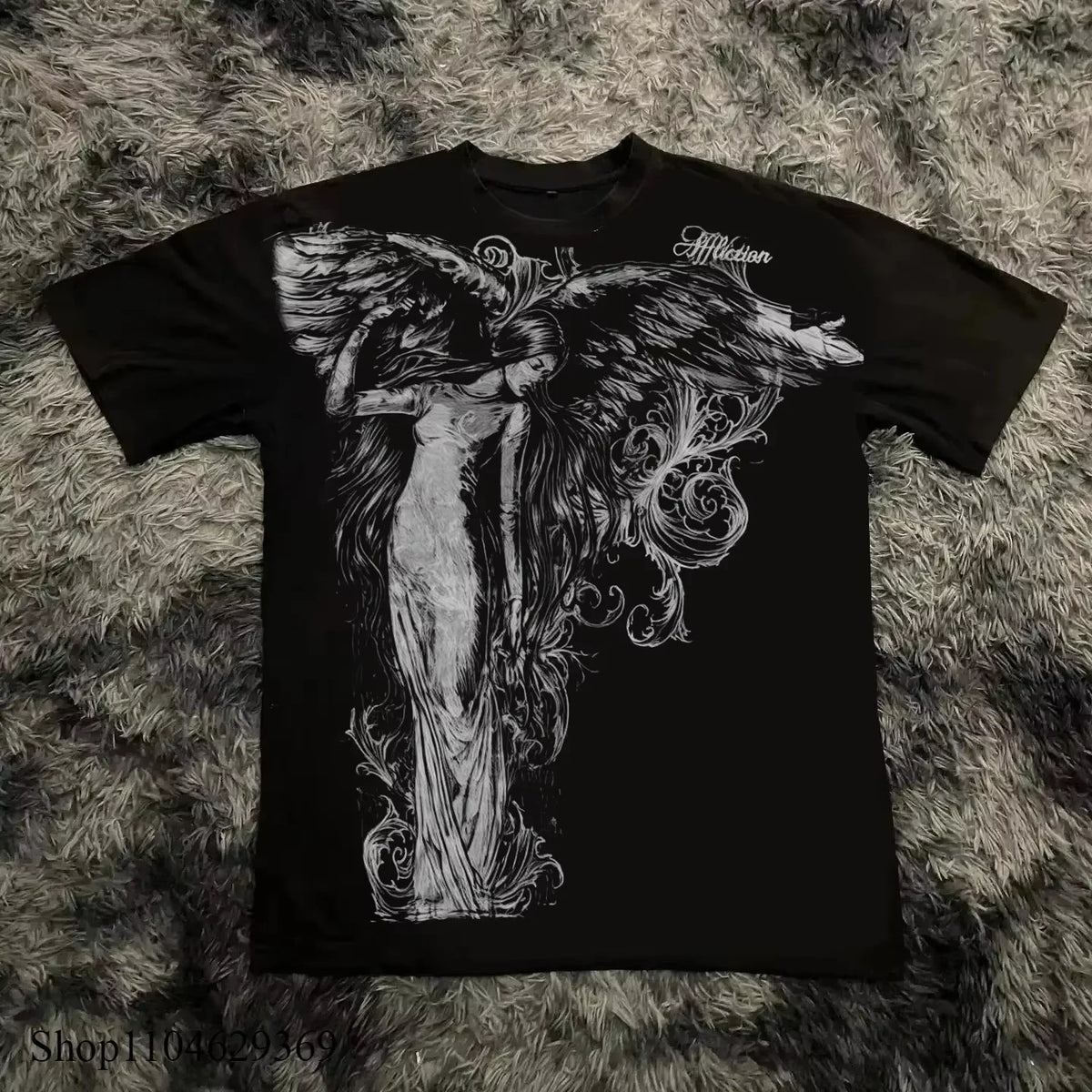 Y2K Gothic Cotton Oversized Round Neck Tee Shirt