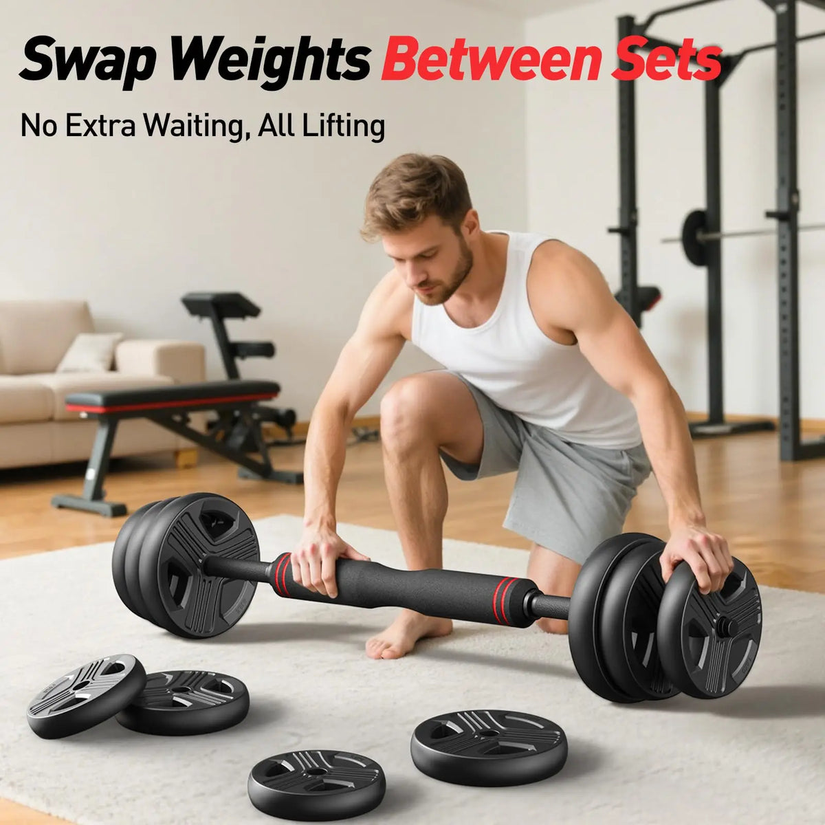FED Fitness 5 In 1 Adjustable Dumbbell And Barbell Set